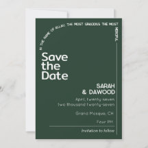 Elegant minimalistisk muslimsk smaragdgrön bröllop
