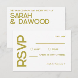 Elegant Minimalistisk muslimsk vit Bröllop OSA Kort