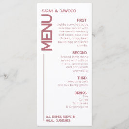 Elegant Minimalistisk muslimsk Vit ros Guld Bröllo Meny