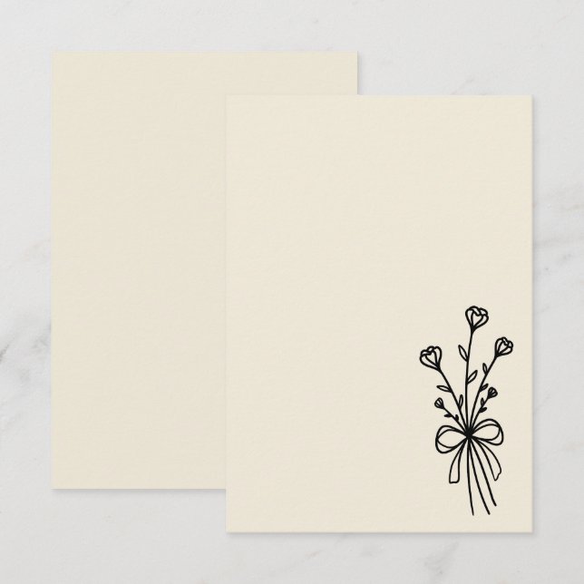 Elegant minimalistisk naturlig vit inbjudningar (Fram/baksida)