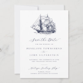Elegant Minimalistisk Nautilus Fartygsillustration Spara Datumet