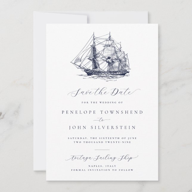 Elegant Minimalistisk Nautilus Fartygsillustration Spara Datumet (Framsida)