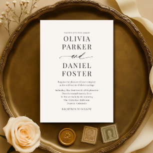 Elegant Minimalistisk Neutralt Beige Bröllop Inbjudningar