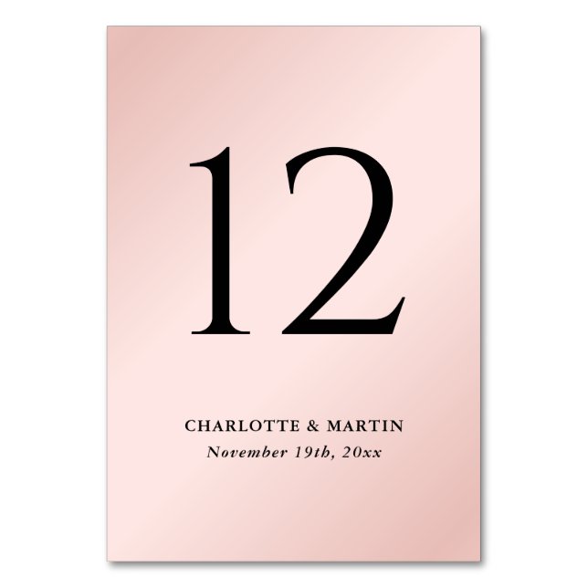 Elegant Minimalistisk  och svart Bröllop Bordsnummer (Framsidan)