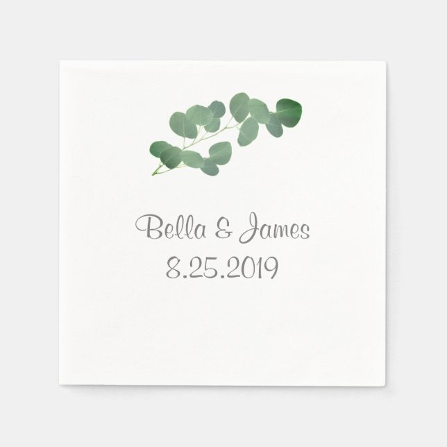 Elegant Minimalistisk Papper eukalyptus Napkins Pappersservett (Framsidan)