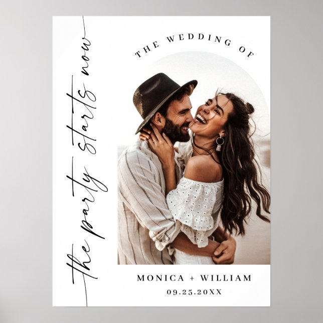 Elegant minimalistisk Party startar nu Bröllop Poster (Framsidan)
