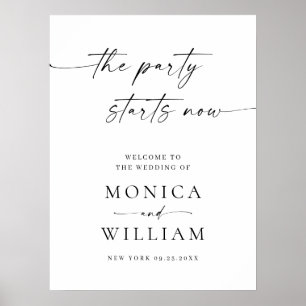 Elegant minimalistisk Party startar nu Bröllop Poster
