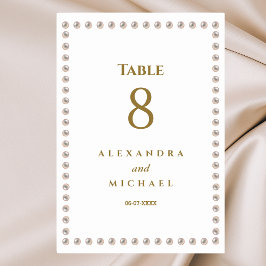 Elegant minimalistisk Pearl Bröllop Bordsnummer
