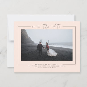 Elegant Minimalistisk persika Spara datumfoto Datumet