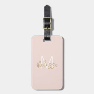 Elegant Minimalistisk Personlig i Monogram Namn Bagagebricka