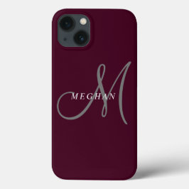 Elegant Minimalistisk platt burgundy monogrammad
