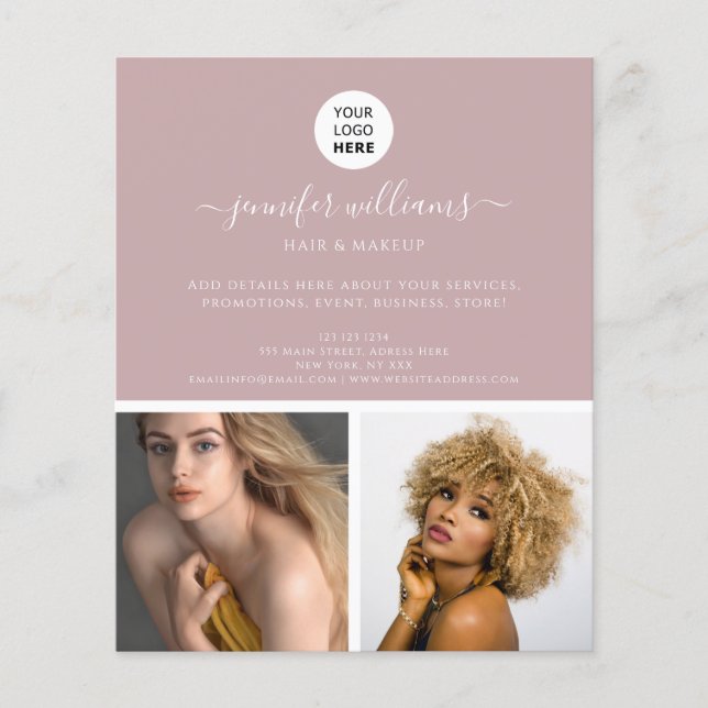 Elegant - Minimalistisk PR-Rosa Modern Flygblad (Framsidan)