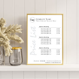 Elegant Minimalistisk Pris svartvit lista Poster