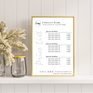 Elegant Minimalistisk Pris svartvit lista Poster