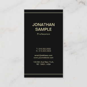 Elegant Minimalistisk Professionell i svart Guld Visitkort