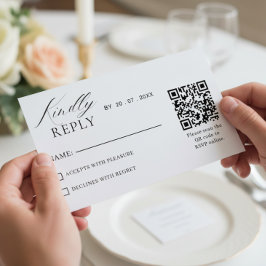 Elegant minimalistisk QR-kod RSVP bröllopskort OSA Kort