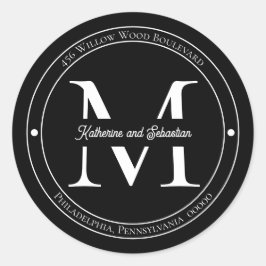 Elegant Minimalistisk Returadress av monogram Runt Klistermärke