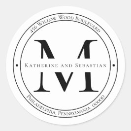 Elegant Minimalistisk Returadress av monogram Runt Klistermärke