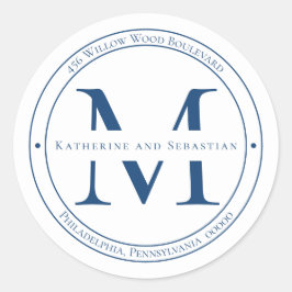 Elegant Minimalistisk Returadress av monogram Runt Klistermärke