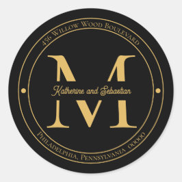 Elegant Minimalistisk Returadress av monogram Runt Klistermärke