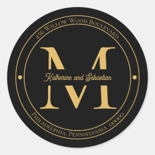 Elegant Minimalistisk Returadress av monogram Runt Klistermärke