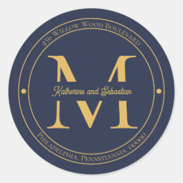 Elegant Minimalistisk Returadress av monogram Runt Klistermärke