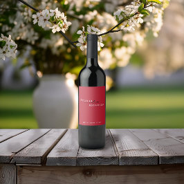 Elegant-minimalistisk röd Vin-etikett Vinflaska Etikett