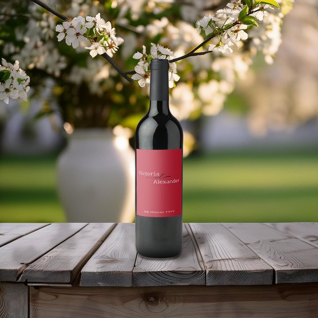 Elegant-minimalistisk röd Vin-etikett Vinflaska Etikett (Skapare uppladdad)