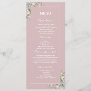 Elegant Minimalistisk Rosa, platt meny. Meny