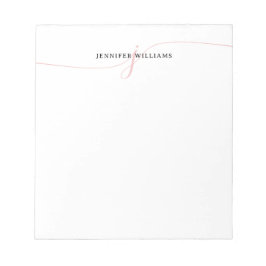 Elegant Minimalistisk  Rosa-skript Monogram Anteckningsblock