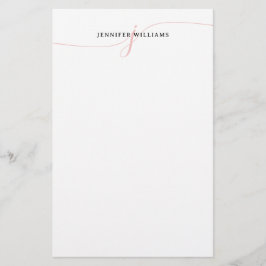 Elegant Minimalistisk  Rosa-skript Monogram Brevpapper