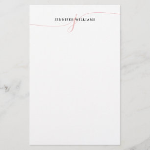 Elegant Minimalistisk  Rosa-skript Monogram Brevpapper