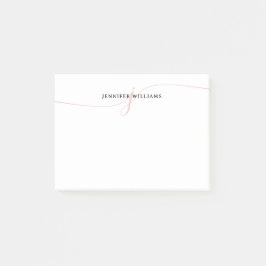 Elegant Minimalistisk  Rosa-skript Monogram Post-it Block