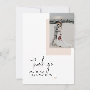 Elegant Minimalistisk Rosa Skriptteckensnitt Bröl Tack Kort