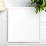 Elegant Minimalistisk Rosa två Gräns Anteckningsblock<br><div class="desc">Skapa dina egna anteckningsblock för personlig med elegant chic typografi namn och två gräns linjer.</div>