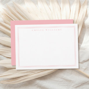 Elegant Minimalistisk Rosa två Gräns Anteckningskort