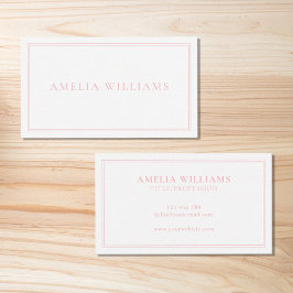 Elegant Minimalistisk Rosa två Gräns Visitkort