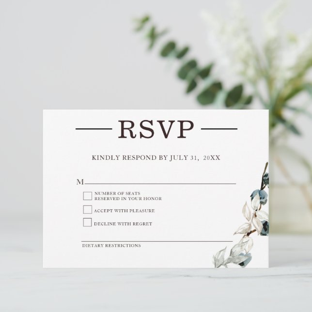 Elegant minimalistisk RSVP-svarskort OSA Kort (Stående Fram)