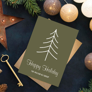 Elegant: Minimalistisk Sage Grönt Gräs Träd-chrism Julkort