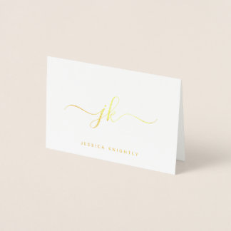 Elegant Minimalistisk skript Monogram Initialer Folierat Kort