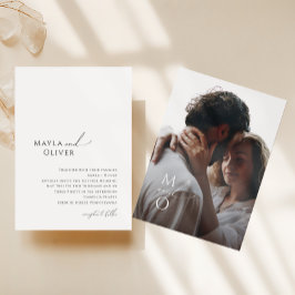 Elegant Minimalistisk skript, Monogram Photo Bröll Inbjudningar