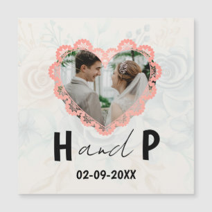 Elegant Minimalistisk skript, Monogram Photo Bröll Magnetisk Inbjudningskort