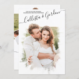 Elegant Minimalistisk skriptbaserad fotosamling Br Inbjudningar