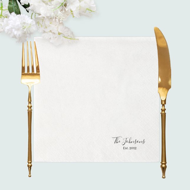 Elegant Minimalistisk skripttypografi Namn Pappersservett (Elegant Minimalist Script Typography Family Name Napkins
)