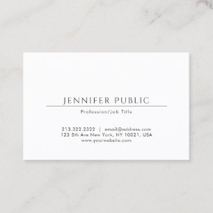 Elegant - minimalistisk smart modern vit Professio Visitkort