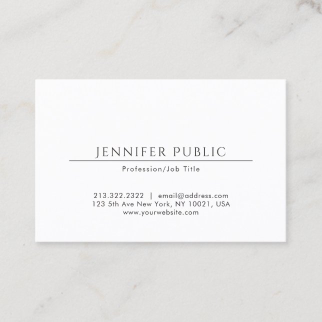 Elegant - minimalistisk smart modern vit Professio Visitkort (Framsida)