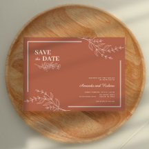 Elegant - minimalistisk spara datumteracota Bröllo