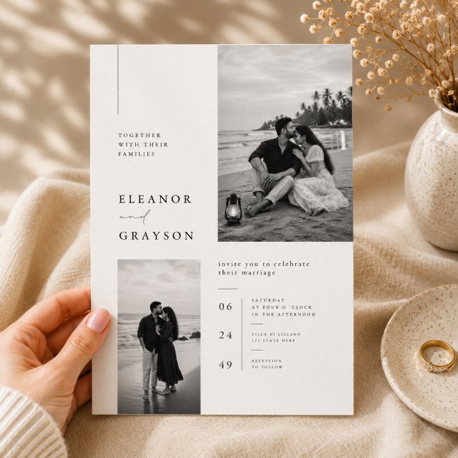 Elegant minimalistisk strandbröllopsinbjudan  inbjudningar (Skapare uppladdad)
