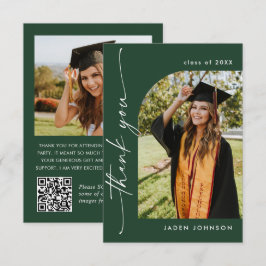 Elegant - minimalistisk Studenten 2-foto QR-kod Tack Kort