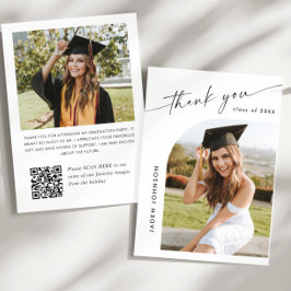 Elegant - minimalistisk Studenten 2-foto QR-kod Tack Kort